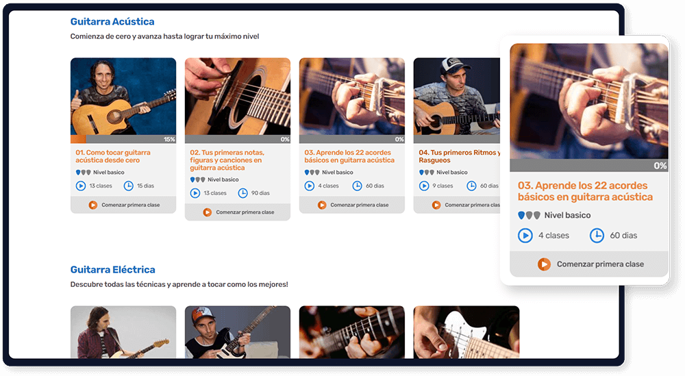 Filtros y búsqueda de lecciones